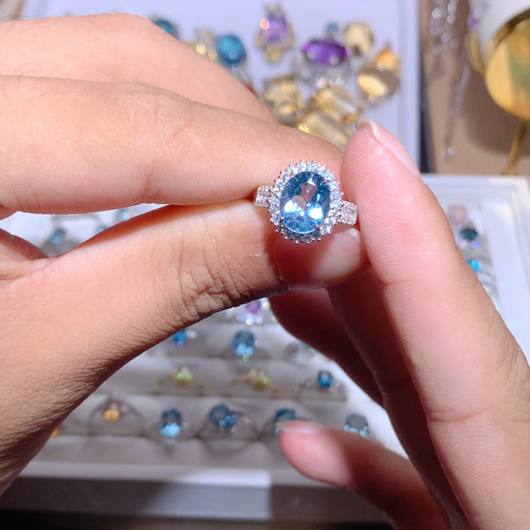 【闪购商品】烟晶戒指银S925镶嵌O*o戒指