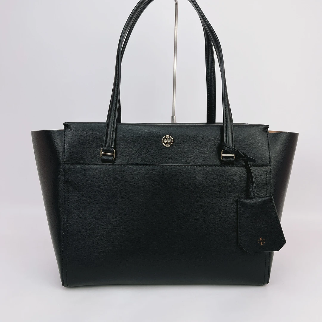 95新 TORY BURCH/汤丽柏琦 汤丽柏琦 黑色牛皮手提包底长30 M409