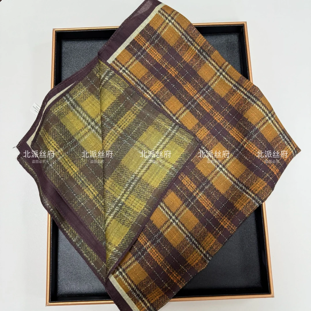 【抹茶棕咖】初秋新款双面异色 丝毛气质时尚百搭老钱风小方巾70*70