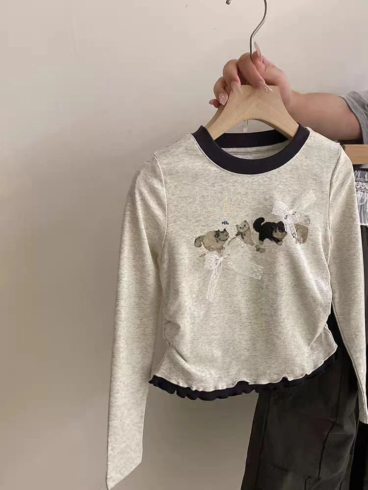 女童春秋款长袖假两件T恤儿童时髦洋气2025秋季新款上衣打底衫