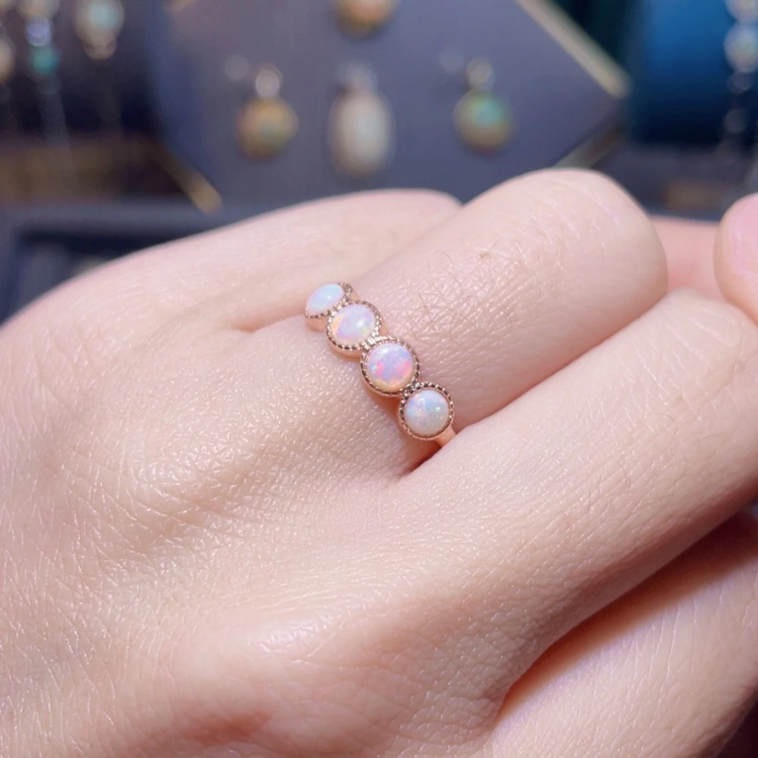 欧泊戒指）银S925镶嵌叮**真