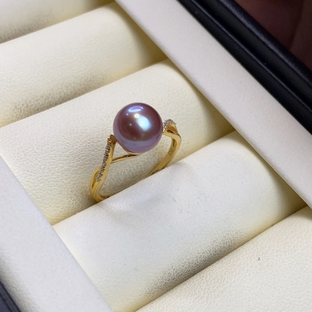戒指银S925镀金镶嵌淡水珍珠