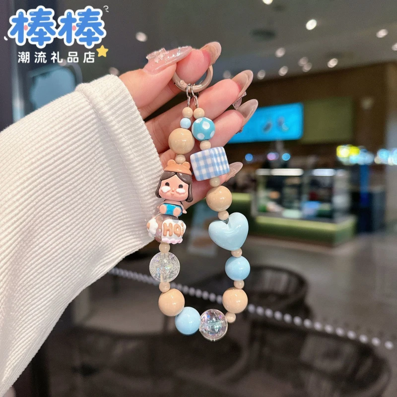 ins卡通可爱公仔手工串珠百搭手机壳挂链钥匙DIY手链ccd相机挂链