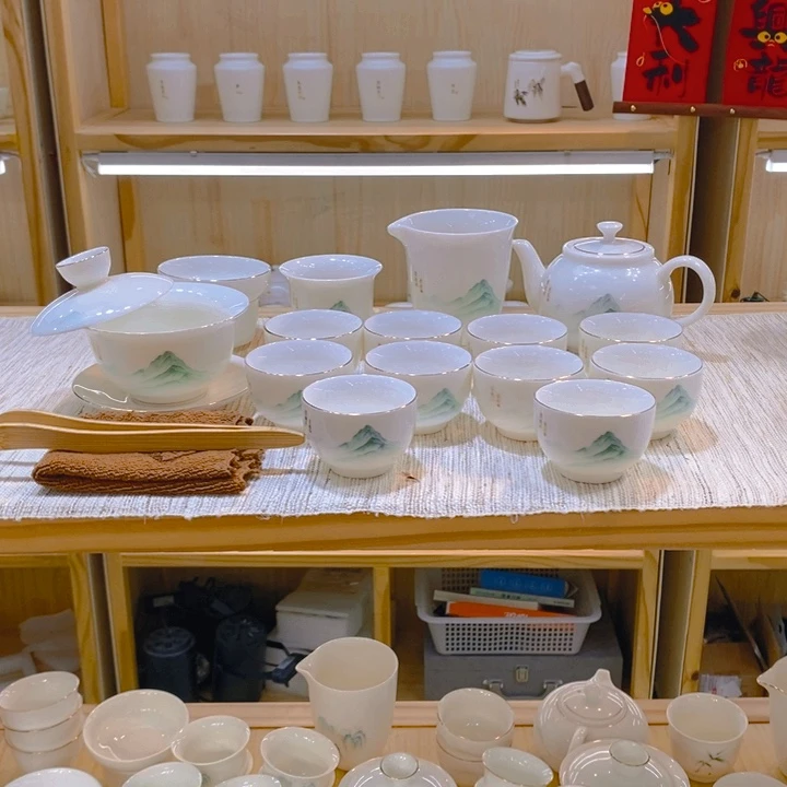 【不止】羊脂玉瓷茶具套装