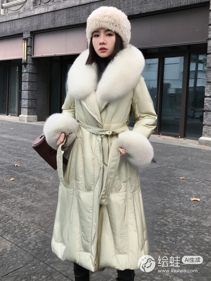 【TD专属】 2025新款冬季狐狸大毛领短款鹅绒羽绒服外套33266