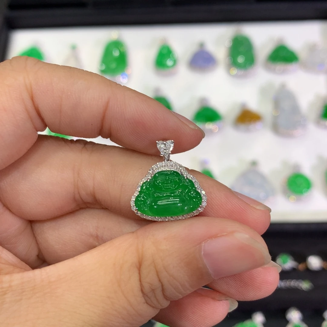 吊坠(不含链)18K金镶嵌翡翠吊坠