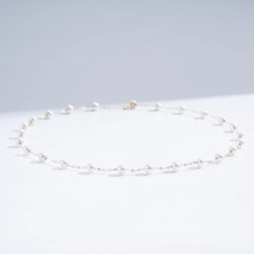 爱迪生淡水珍珠「满天星」G18K金 5-6mm珍珠项链【柒柒专属】