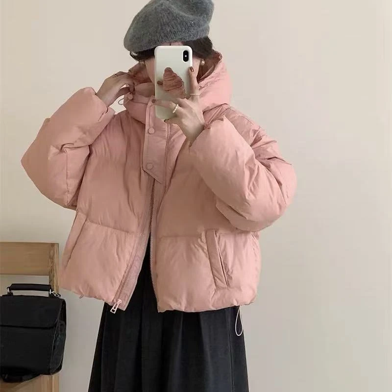 羽绒服女连帽白鸭绒保暖厚款短款冬季休闲时尚小个子时尚外套2301