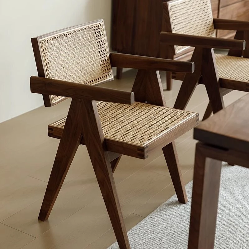 【7555人收藏】实木餐椅家用藤编椅子餐桌椅北欧民宿阳台休闲昌迪加