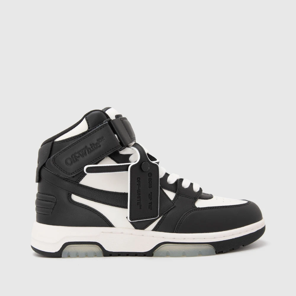 OFF WHITE牛皮拼色系带圆头休闲运动高帮鞋OMIA259C99LEA0020110