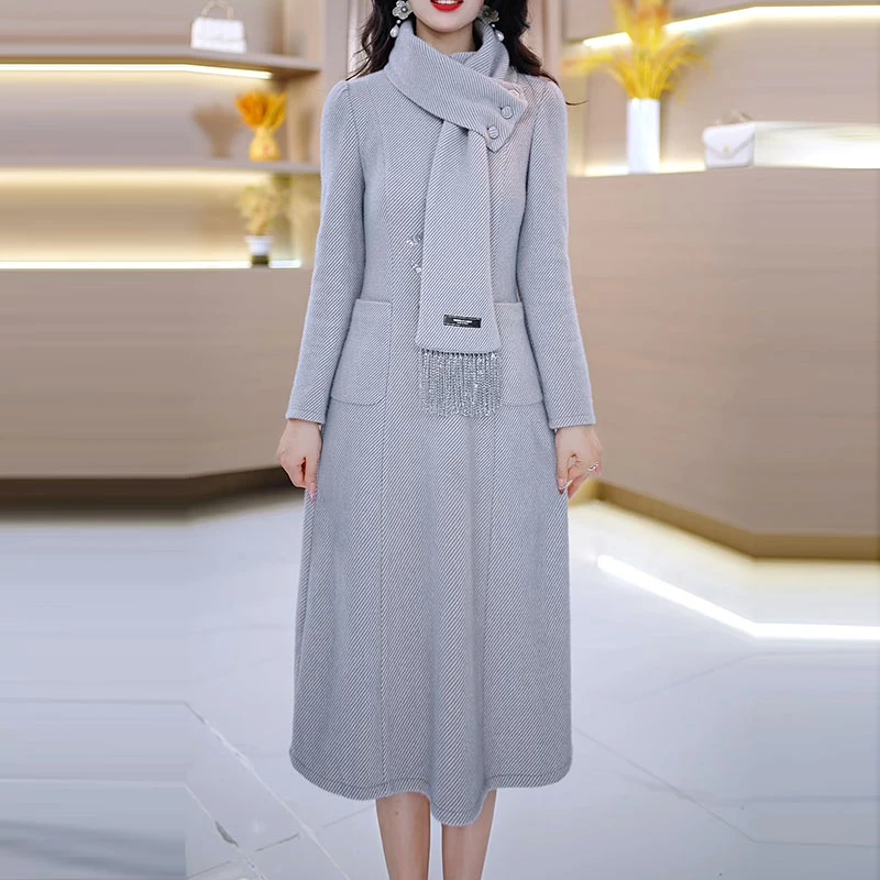 2025秋季新款A3404气质遮肉显瘦大码连衣裙女修身女装连衣裙