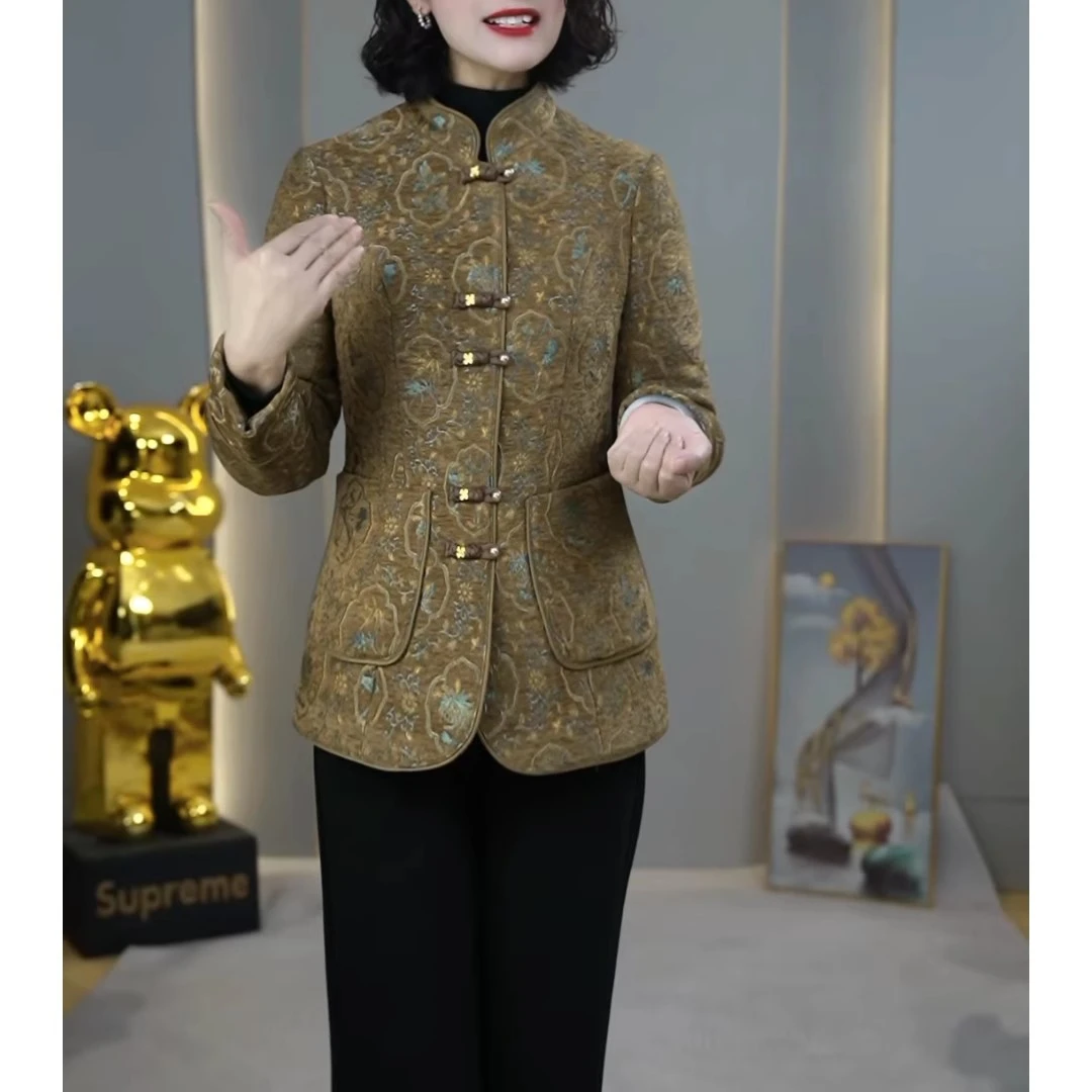 2025秋冬季加厚保暖外套复古时尚修身棉衣棉服新款气质遮肉