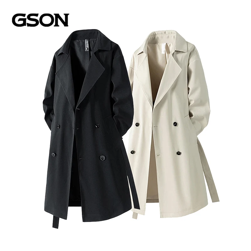 集团品牌GSON复古中长款风衣外套男士春秋季高级感休闲加厚风衣男