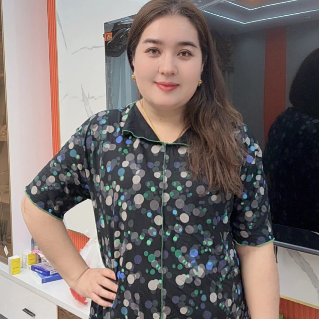 【新疆包邮】女款睡衣女套装时尚休闲女士夏季圆领花色印花提花