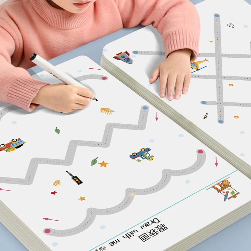 控笔训练字帖幼儿园宝宝专注力图画描点连线画画涂鸦涂色绘本