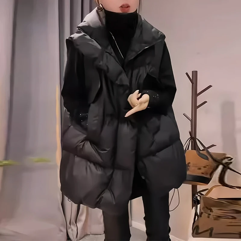 立领加厚休闲简约气质保暖马甲2026冬季新款潮流时髦坎肩外套女士