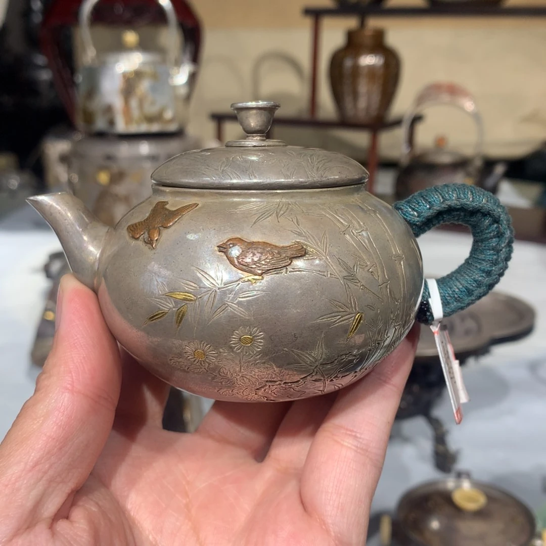 A***人纯银名家手作金工小银壶