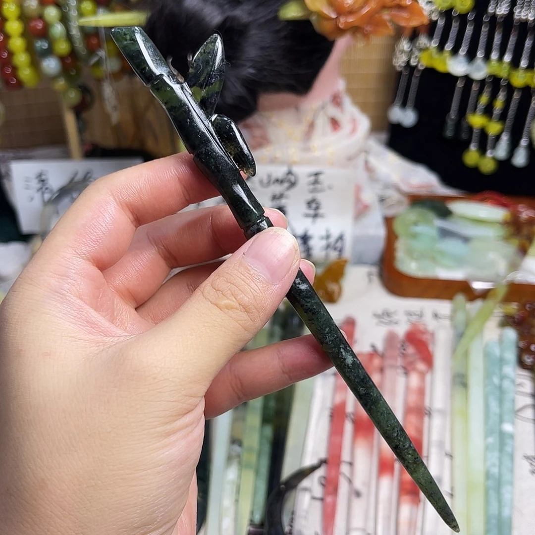 蛇纹石玉未镶嵌发饰