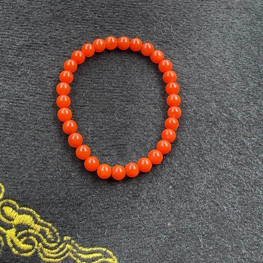 南红玛瑙未镶嵌6mm柿子红单圈