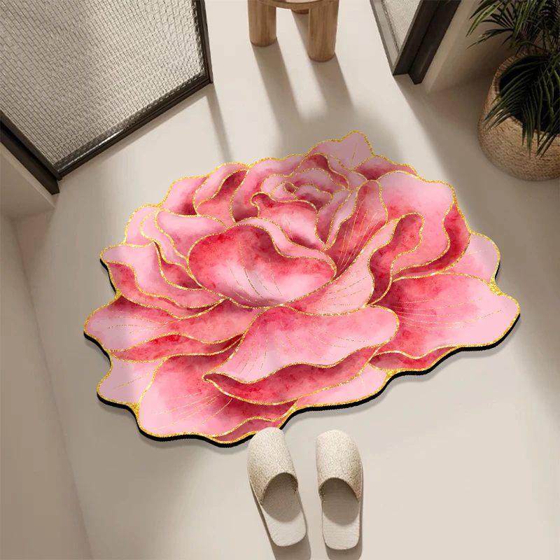 创意简约花卉硅藻泥浴室地垫加吸水防滑垫卫生间地毯洗澡专用脚垫