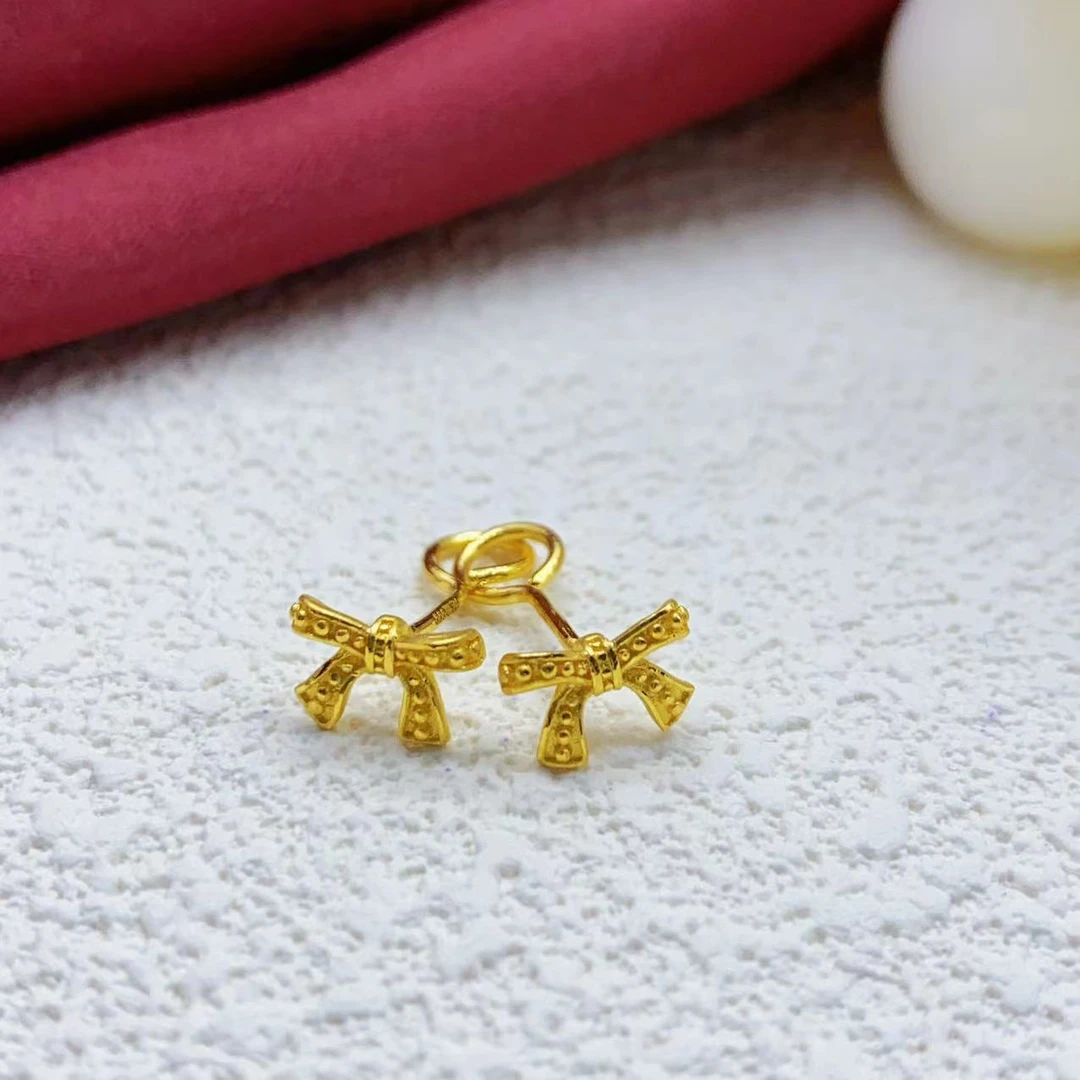 【木韵阁】足金999 黄金5G蝴蝶结耳钩时尚百搭耳钉 1.73