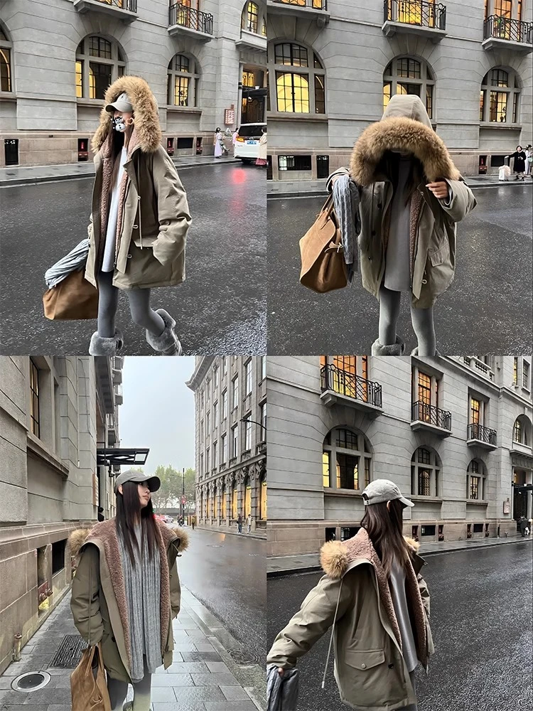 气质派克服工装毛领棉服连帽外套宽松新款加厚保暖928