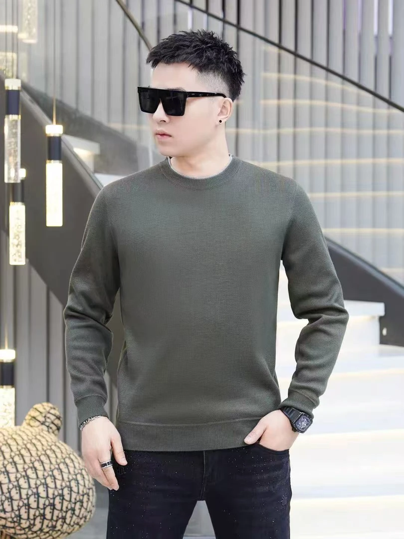 冬季加绒男士休闲圆领T恤9820