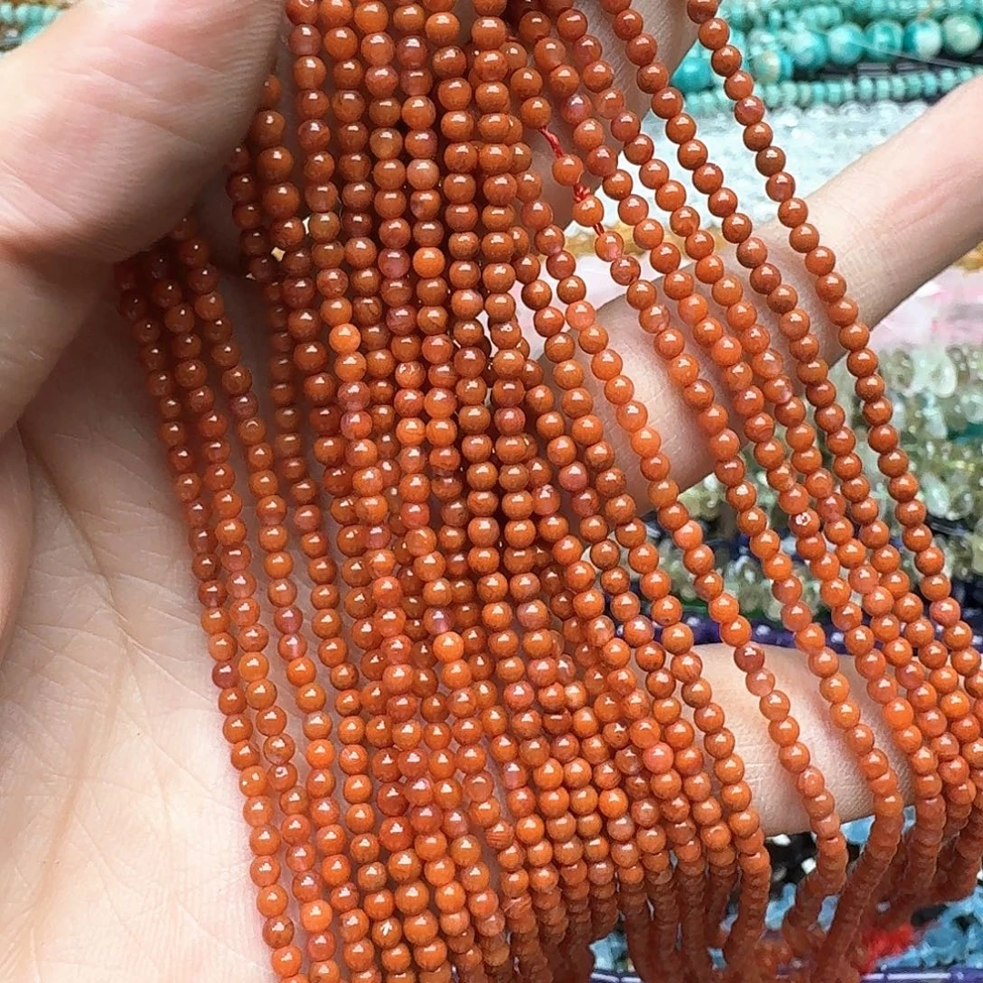 玛瑙/玉髓未镶嵌珠宝半成品一条3mm南红