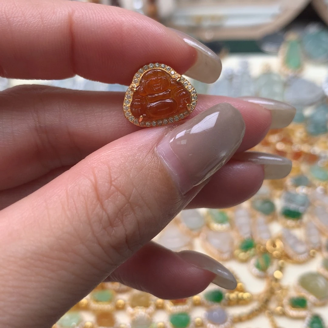 颈饰银S925镶嵌翡翠佛公