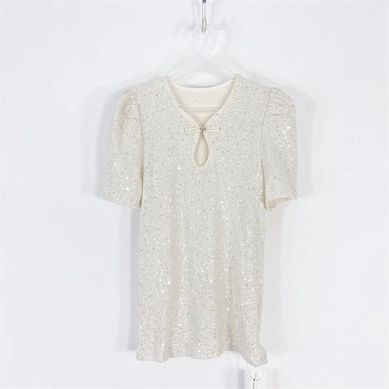 【77衣橱】KS9314品女装上衣短袖T恤气质轻奢【红人上新】