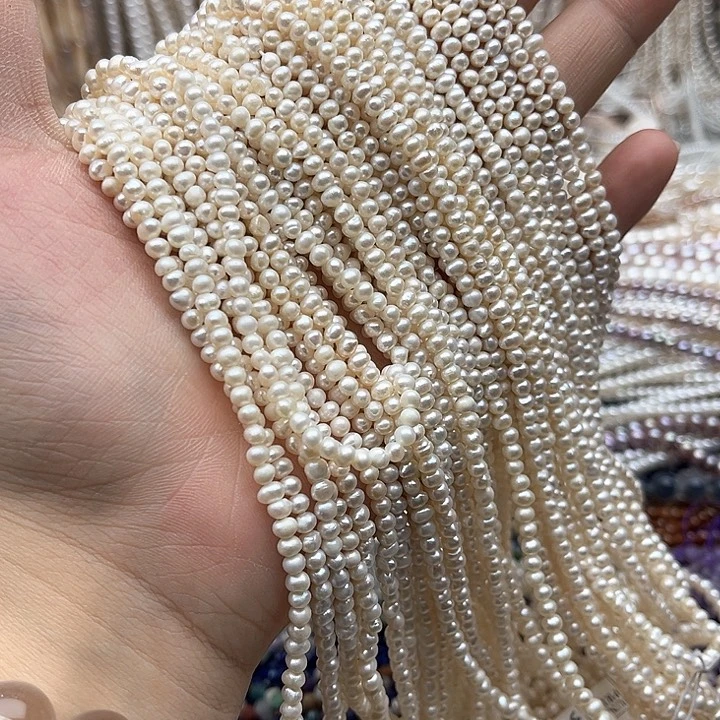 未镶嵌玛瑙/玉髓珠宝半成品一条3.5mm左右椭圆不规则珍珠