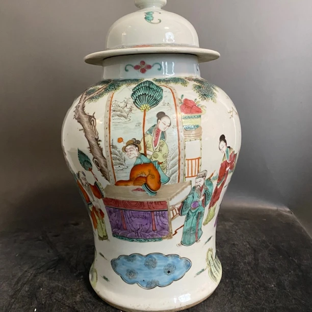 9865粉彩人物故事将军罐