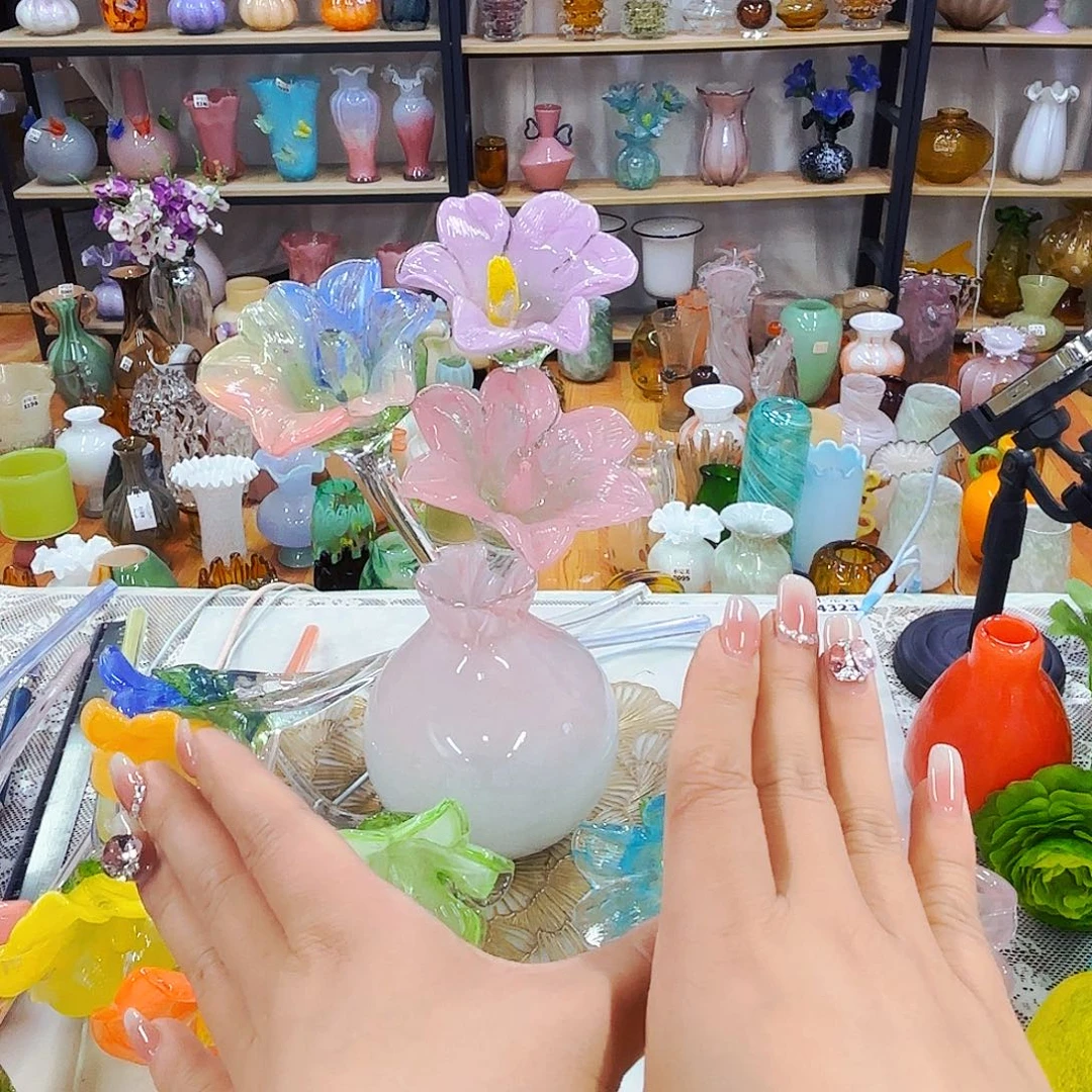 琉璃3花1瓶安妮家居琉璃工艺品