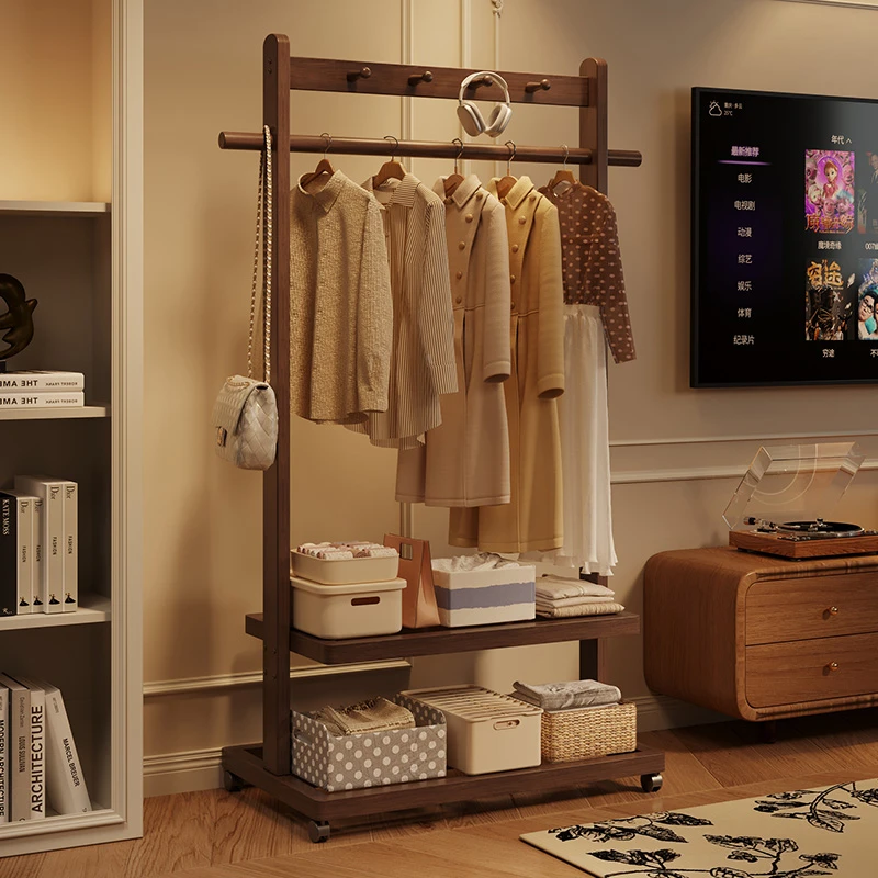 衣架落地卧室家用挂衣架非实木次净衣帽架简易中古衣服架子置物架