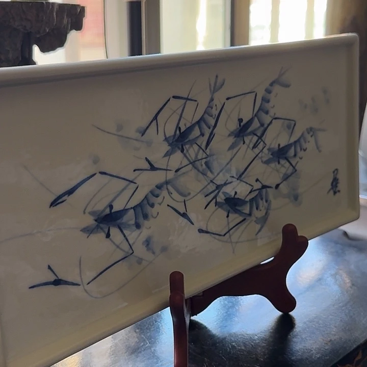 仿白石老人虾趣干泡台纯手绘假一赔万