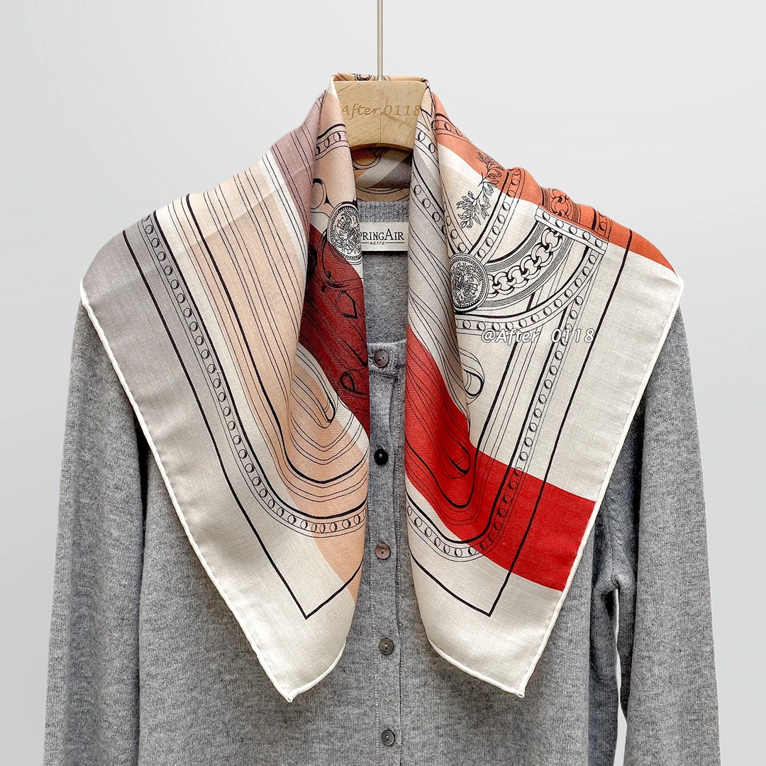 After 盛大庆典 老风真丝绵羊毛围巾女秋冬季丝毛丝巾高级感系脖