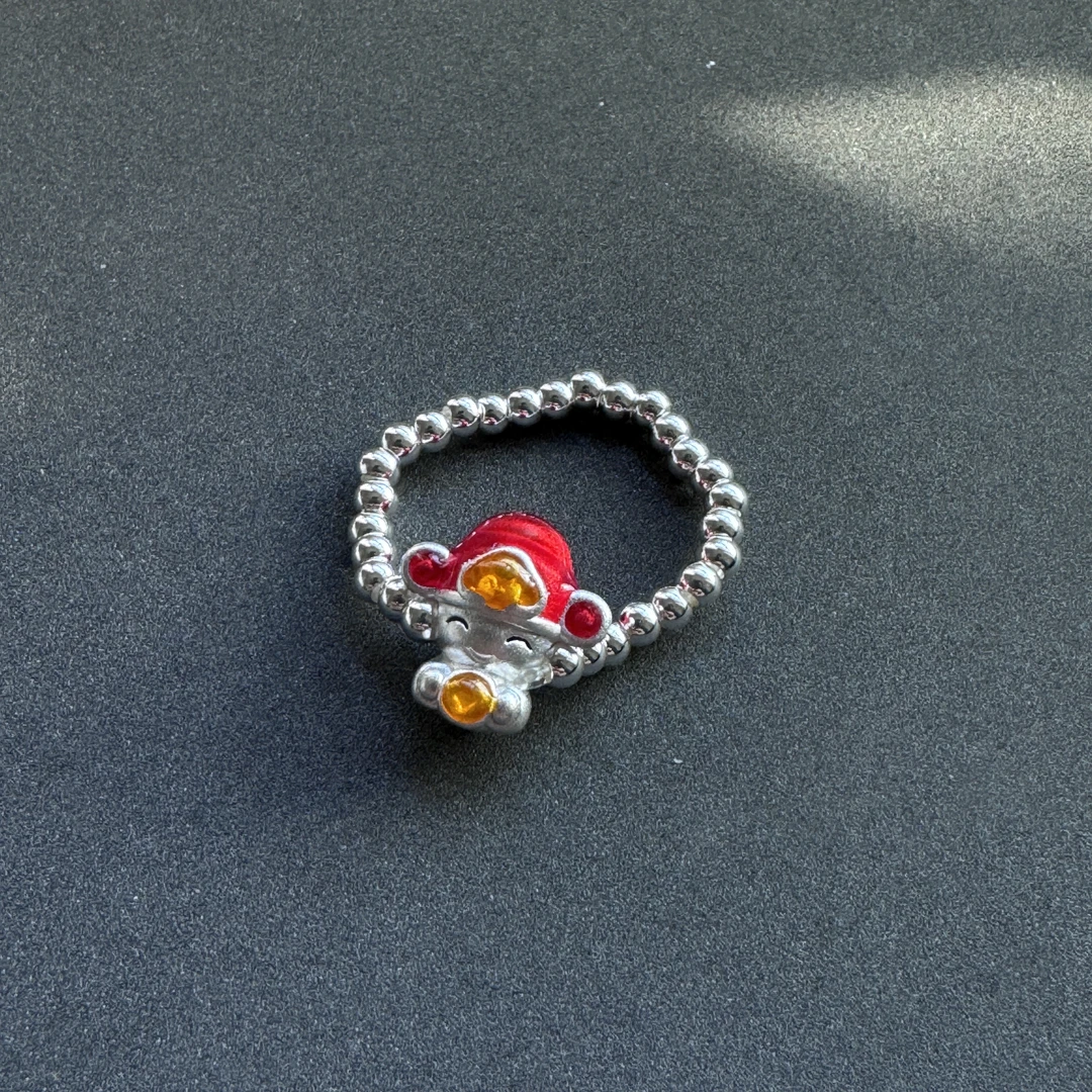 足银珐琅戒指 精工弹力线财神戒指