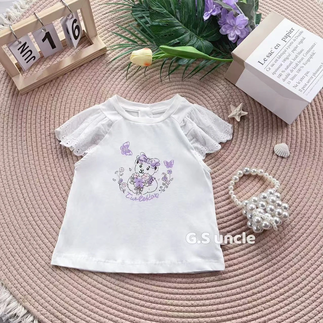 【小晴天】Z100女宝新品夏款上衣百搭T恤时尚短袖宝宝薄款