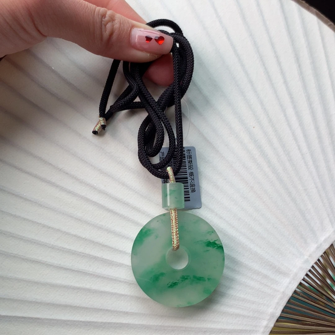 石英质玉冰飘花精品平安扣未镶嵌