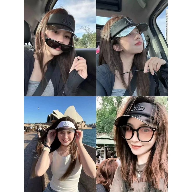 alo空顶刺绣大檐遮阳帽英文字母帽子太阳帽ol百搭