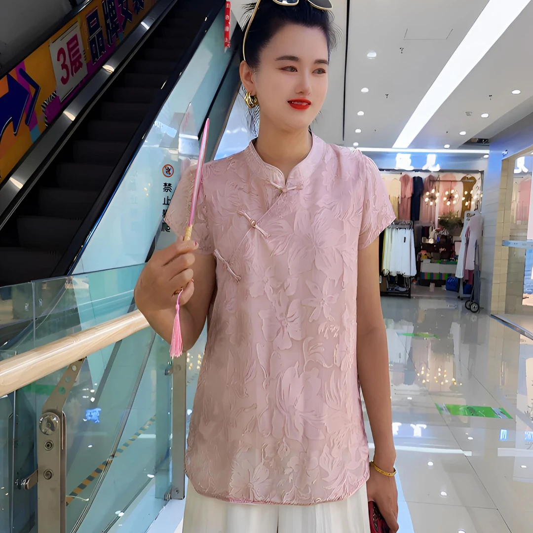 新中式优雅盘扣衬衫女2025夏季流行单品新款上衣国风设计感小衫潮