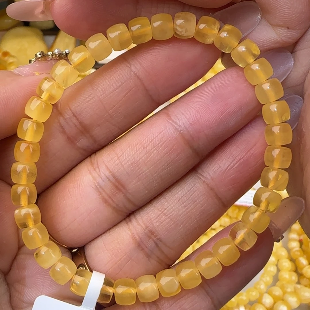 蜜蜡未镶嵌手串金绞蜜直切手串