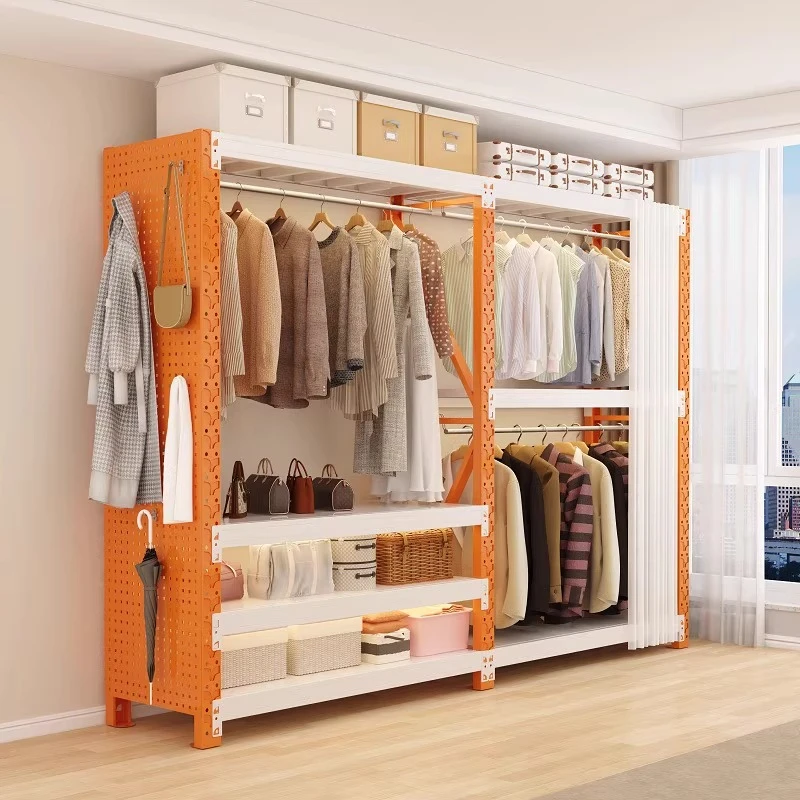 【二手价】简易货架衣柜家用组装卧室出租房衣帽架开放式钢制挂衣架