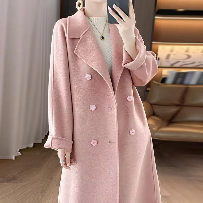 Z501--600秋冬女毛呢外套大衣中长款