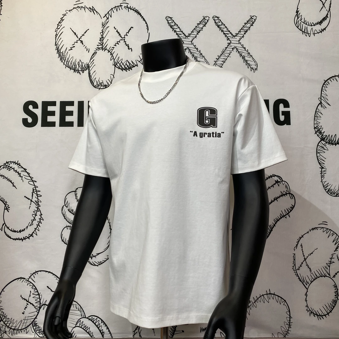 重磅240g短袖t恤男女情侣圆领宽松立体字母打底衫T恤衫运动上衣