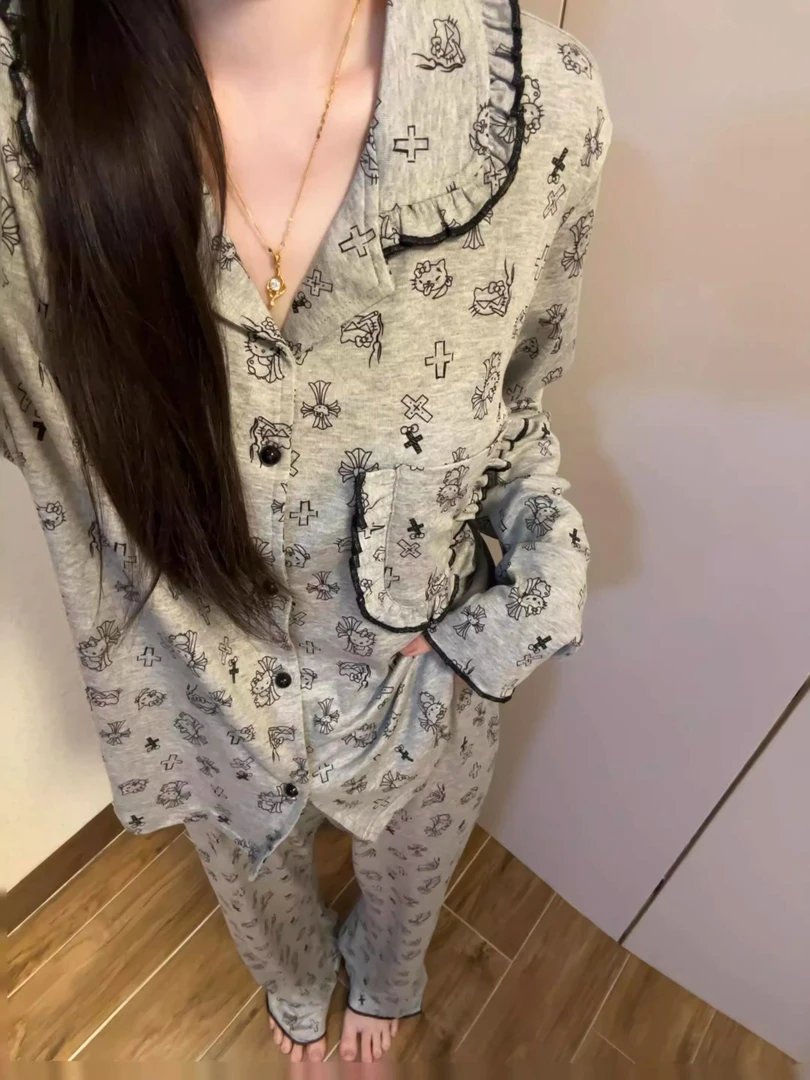 甜美卡通搞怪hellokitty睡衣女春秋季2025年新款家居服套装可外穿