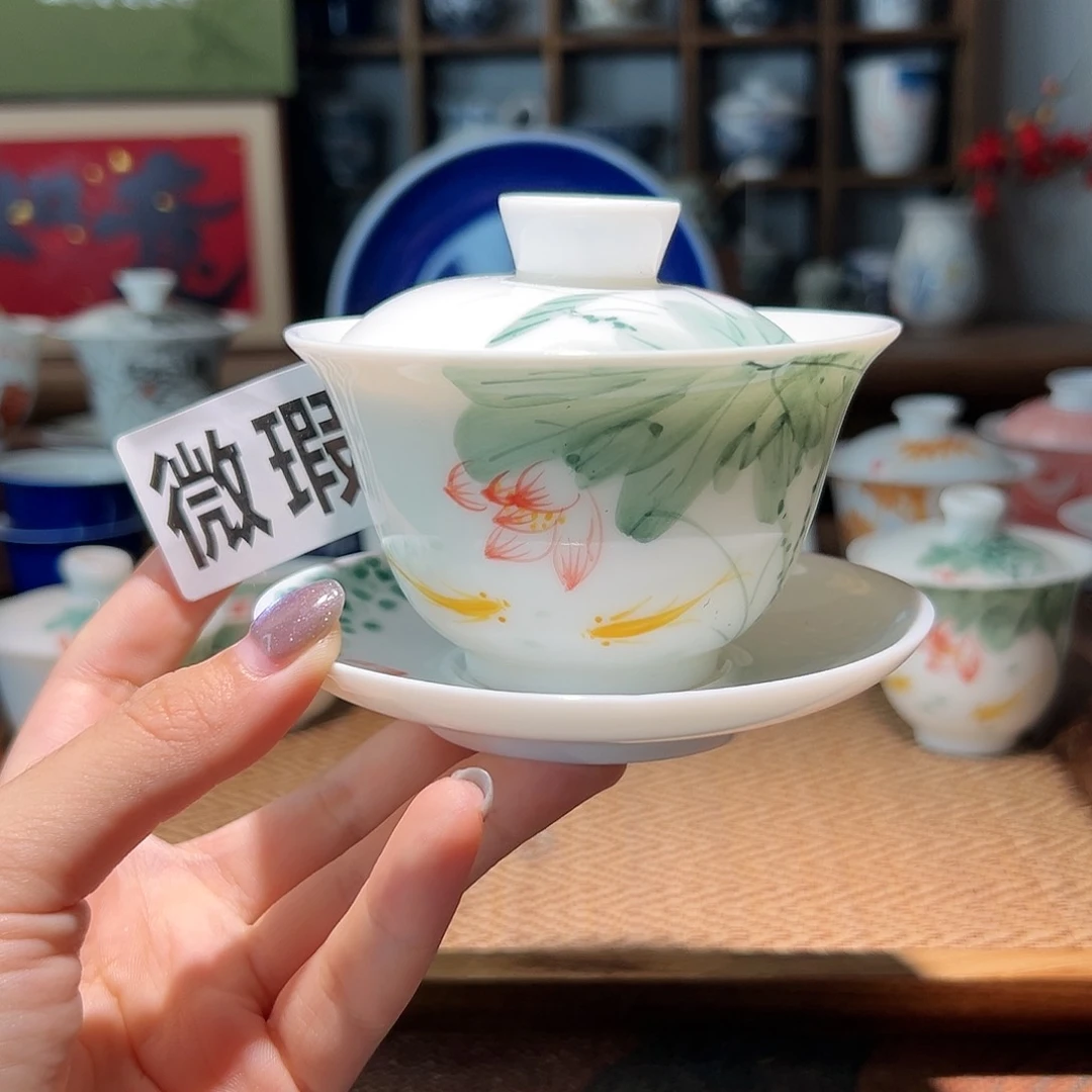 【闪购商品】微瑕 手绘 盖碗