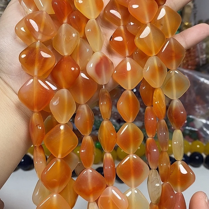 玛瑙/玉髓未镶嵌珠宝半成品糖心玛瑙卡20mm一条