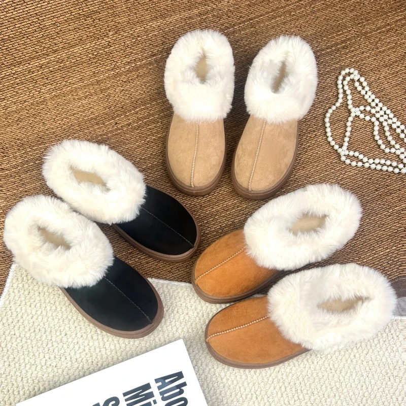 2025冬季新款女士棉鞋加绒加厚时尚保暖软底防滑休闲雪地靴子