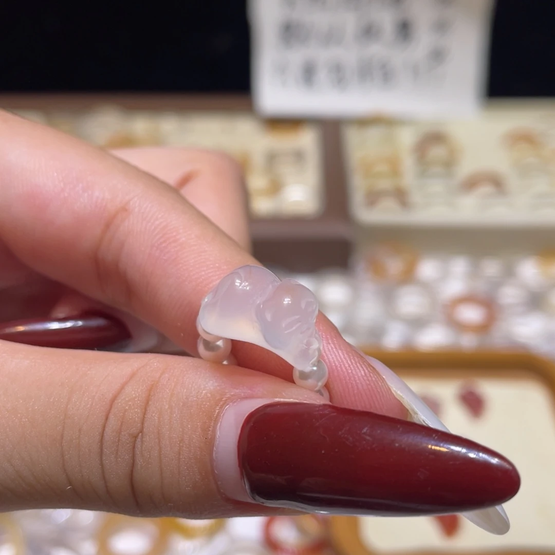 玛瑙/玉髓未镶嵌戒指61号趴趴猫港11
